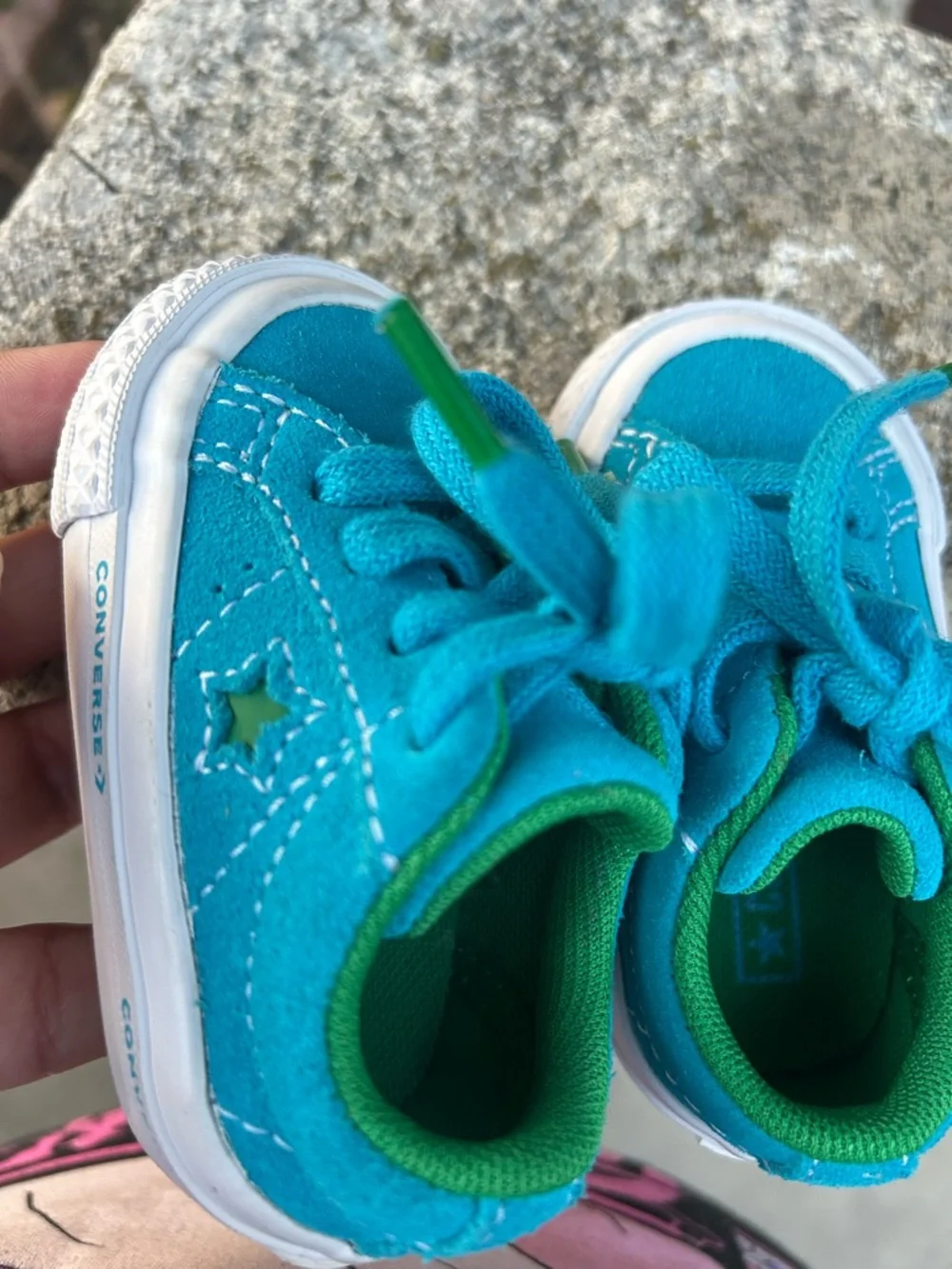 Converse Kids Teal and Green Low-Top Sneakers